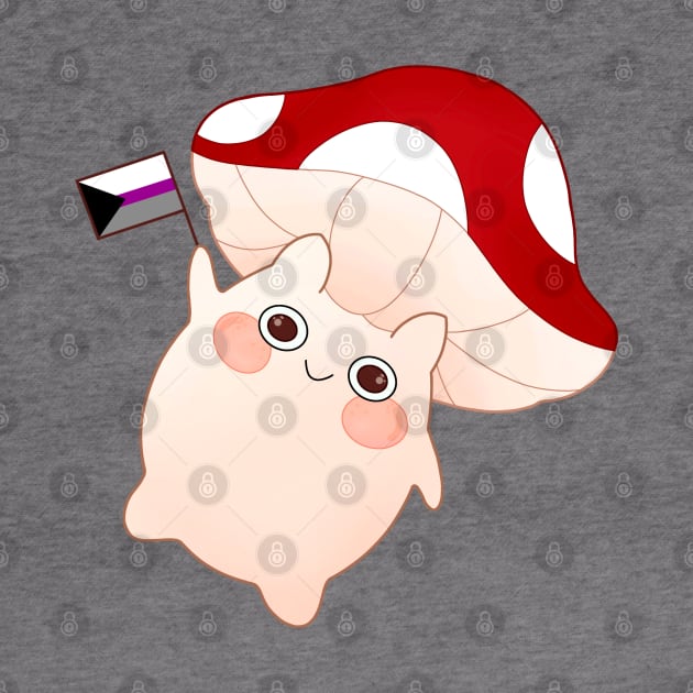 dancing and waving mushroom with demisexual pride flag by Simplephotoqueen